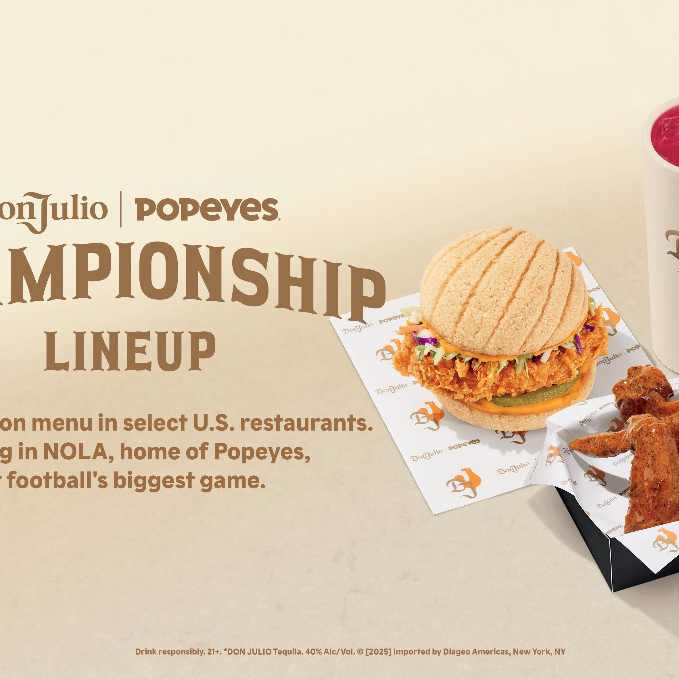 Popeyes and Don Julio Tequila Join Forces for Game Day Menu Featuring Unique Chicken Sandwich