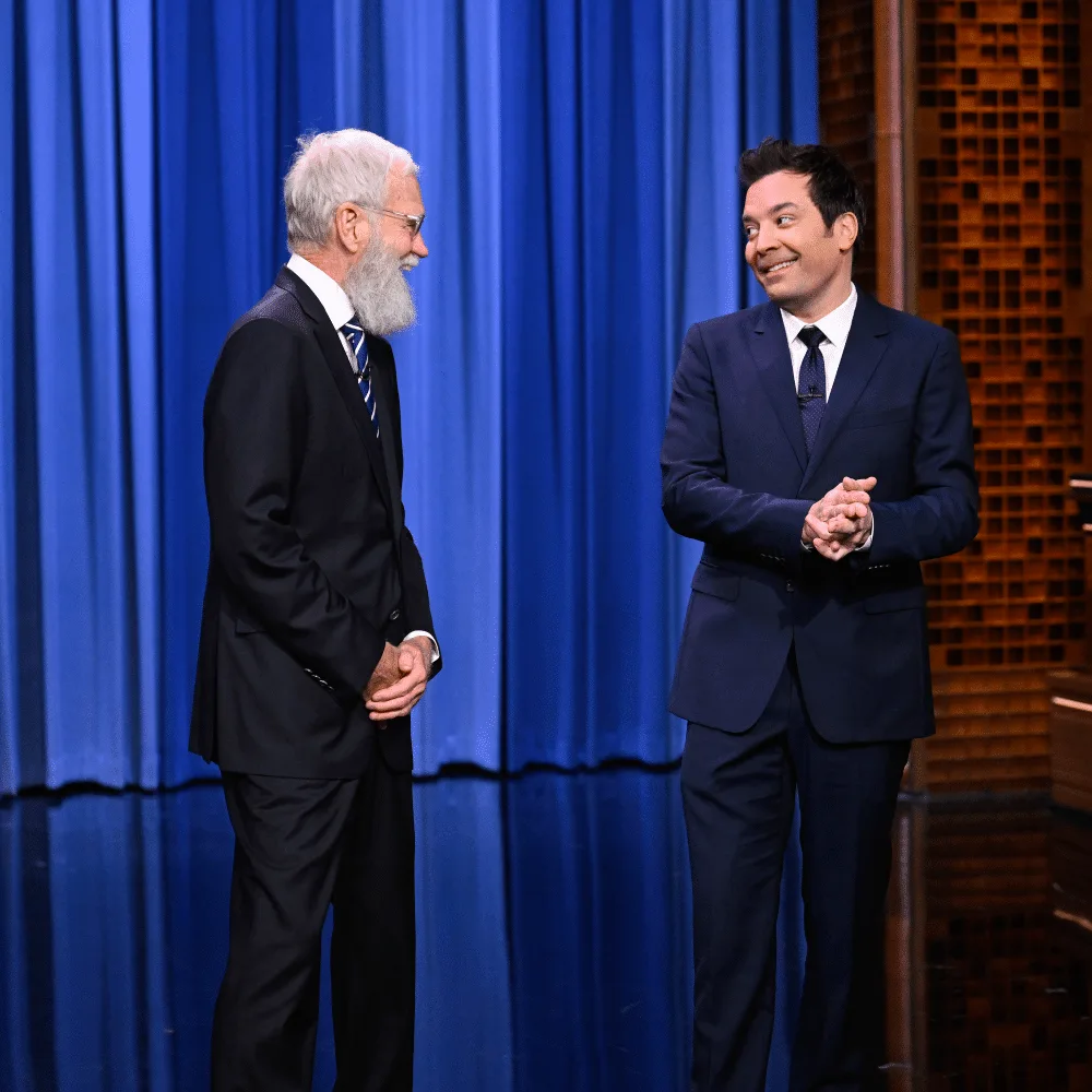 David Letterman Surprises Jimmy Fallon and Joins Him for Monologue on The Tonight Show