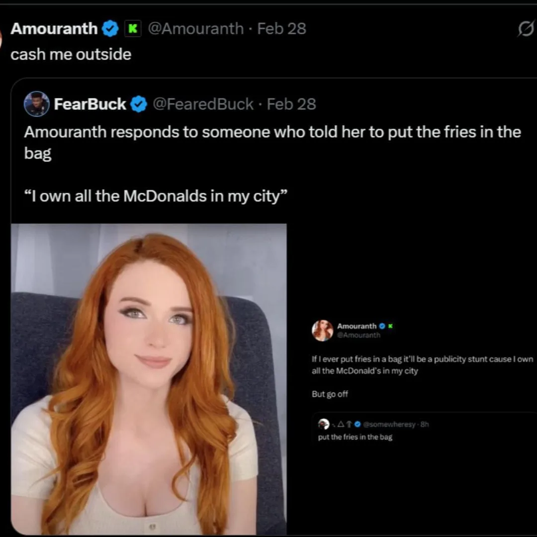 Amouranth Reveals Bold Claims and McDonald’s Connection Amid Social Media Buzz